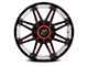 XF Offroad XF-220 Gloss Black Red Milled and Red Milled Dots 6-Lug Wheel; 18x9; 0mm Offset (16-23 Tacoma)