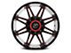 XF Offroad XF-220 Gloss Black Red Milled 6-Lug Wheel; 17x9; 12mm Offset (2024 Tacoma)
