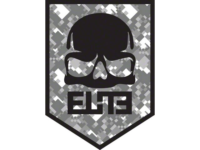 SEC10 ELiTE Skull Badge Decal; Gray Digital Camo