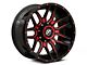 XF Offroad XF-222 Gloss Black Red Milled 6-Lug Wheel; 20x10; -12mm Offset (21-24 Bronco, Excluding Raptor)