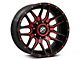 XF Offroad XF-222 Gloss Black Red Milled 6-Lug Wheel; 20x10; -12mm Offset (21-24 Bronco, Excluding Raptor)