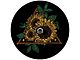 Drawn Sunflower Spare Tire Cover with Camera Cutout; Black (21-24 Bronco)