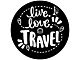 Live Love Travel Spare Tire Cover with Camera Cutout; Black (21-24 Bronco)