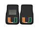 Embroidered Front Floor Mats with University of Miami Logo; Black (Universal; Some Adaptation May Be Required)