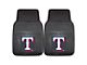 Vinyl Front Floor Mats with Texas Rangers Logo; Black (Universal; Some Adaptation May Be Required)
