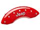 MGP Brake Caliper Covers with Jeep Logo; Red; Front Only (87-06 Jeep Wrangler YJ & TJ)