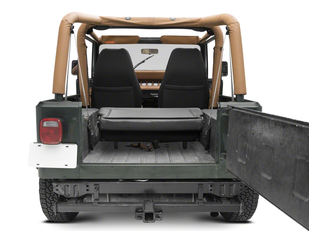 Smittybilt Rear Fold and Tumble Seat; Black Denim (87-95 Jeep Wrangler YJ)