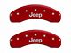 MGP Brake Caliper Covers with Jeep Logo; Red; Front and Rear (03-06 Jeep Wrangler TJ w/ Rear Disc Brakes)