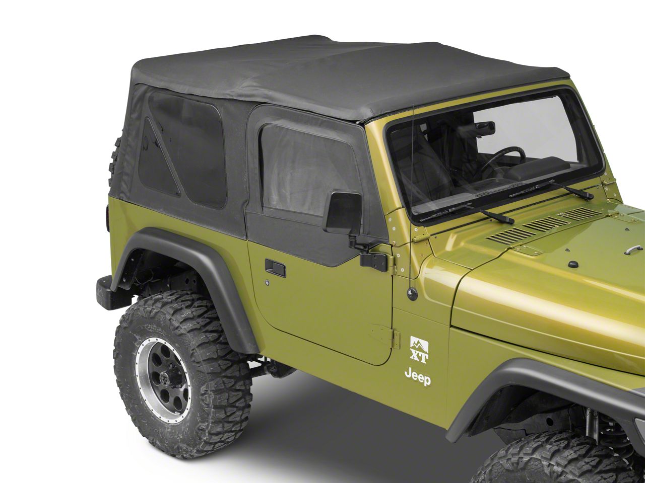 Rough Country Replacement Soft Top; Black Denim (97-06 Jeep Wrangler TJ w/  Half Steel Doors