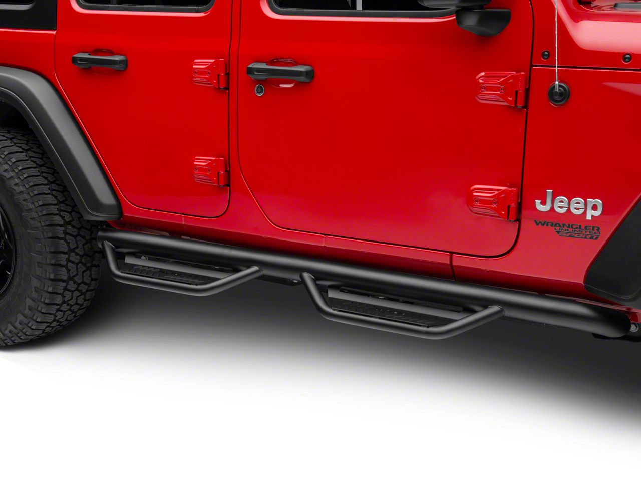 N-Fab Cab Length Podium Nerf Side Step Bars; Textured Black (18-24 Jeep  Wrangler JL 4-Door)