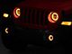 Quake LED Tempest 9-Inch HD Headlights and 4-Inch Fog Lights with White DRL Halo and Amber Turn Signal; Black Housing; Clear Lens (18-24 Jeep Wrangler JL)