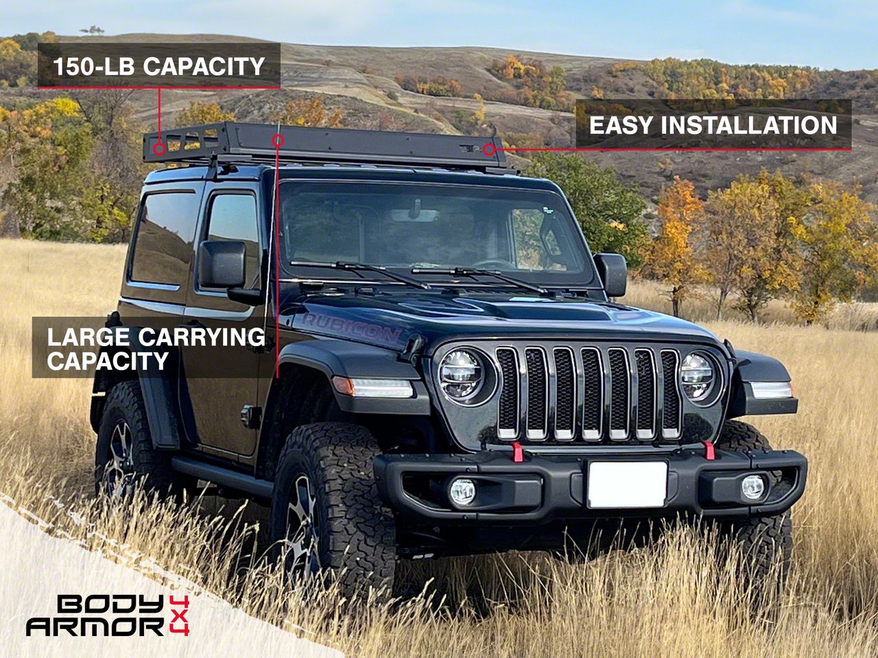 Body Armor 4x4 Jeep Wrangler Hard Top Roof Rack 5160 (07-24 Jeep Wrangler JK  u0026 JL) - Free Shipping