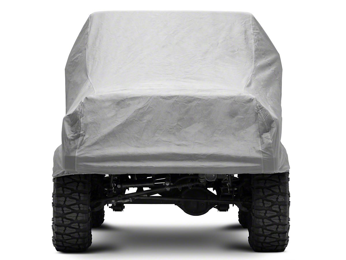 Jeep Wrangler 4-Layer Breathable Full Car Cover; Gray (76-06 Jeep CJ5, CJ7,  Wrangler YJ & TJ, Excluding Unlimited)