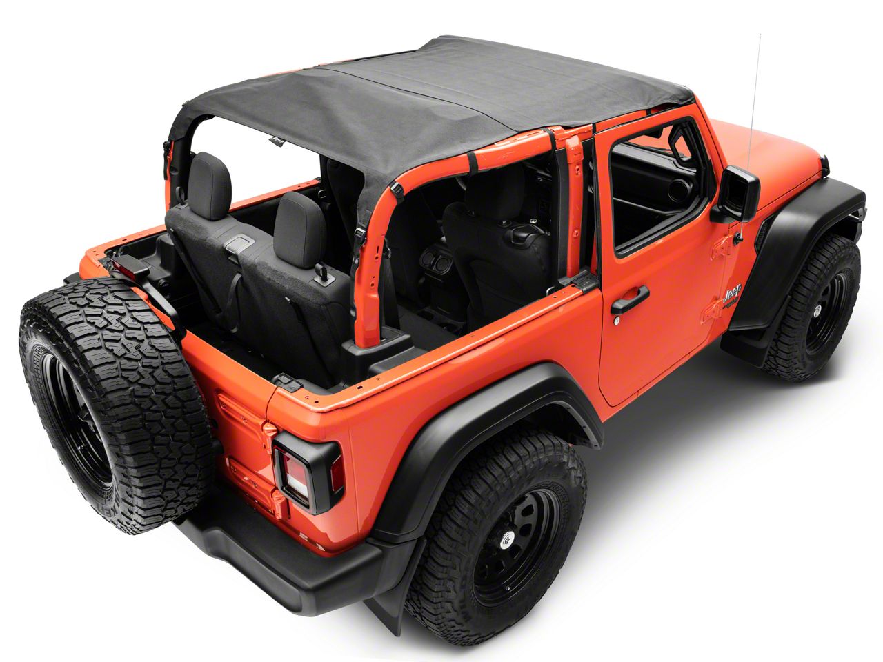 Jeep Wrangler California Brief Soft Top; Black Diamond (18-24 Jeep Wrangler  JL 2-Door) - Free Shipping