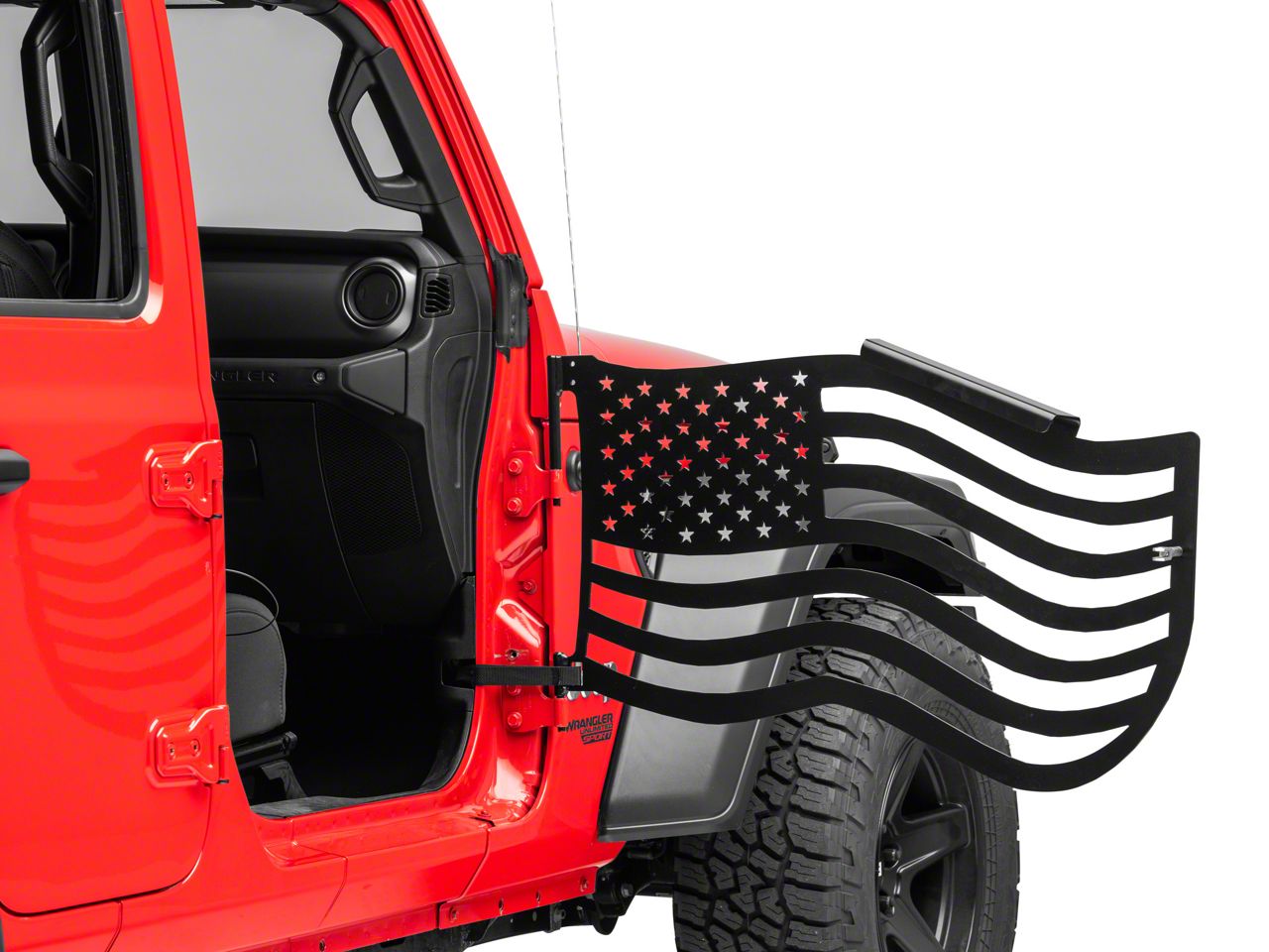 Steinjager Jeep Wrangler Premium American Flag Front Trail Doors; Black  J0049352 (18-24 Jeep Wrangler JL) - Free Shipping