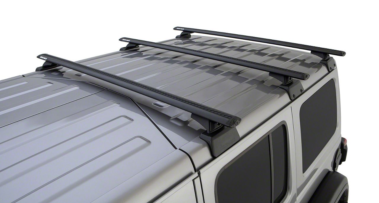 Rhino-Rack Jeep Wrangler Vortex RCL 3-Bar Backbone Roof Rack; Black JB0896  (18-24 Jeep Wrangler JL 4-Door w/ Hard Top) - Free Shipping