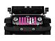 Grille Insert; White Tiger Paw Print Hot Pink (76-86 Jeep CJ5 & CJ7)