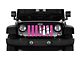 Grille Insert; White Tiger Paw Print Hot Pink (87-95 Jeep Wrangler YJ)