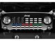 Grille Insert; Black and White American Flag with Blue/Red/Green Line (18-24 Jeep Wrangler JL w/ TrailCam)