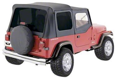 Jeep Wrangler Complete Soft Top with Clear Windows; Black Denim (76-95 Jeep  CJ7 u0026 Wrangler YJ w/ Half Doors)