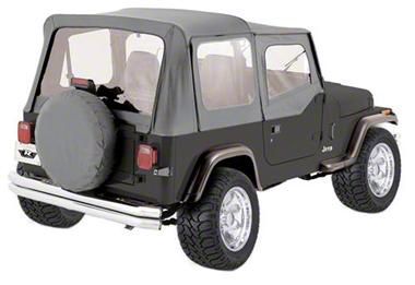 Jeep Wrangler Complete Soft Top with Clear Windows; Black Denim (76-95 Jeep  CJ7 u0026 Wrangler YJ w/ Half Doors)