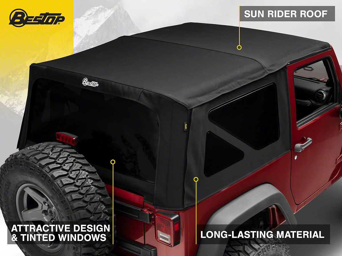 Bestop Supertop NX Soft Top with Tinted Windows; Matte Black Twill (07-18  Jeep Wrangler JK 2-Door)