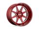 XD Pike Brushed Red with Milled Accent Wheel; 20x9; 0mm Offset (99-04 Jeep Grand Cherokee WJ)