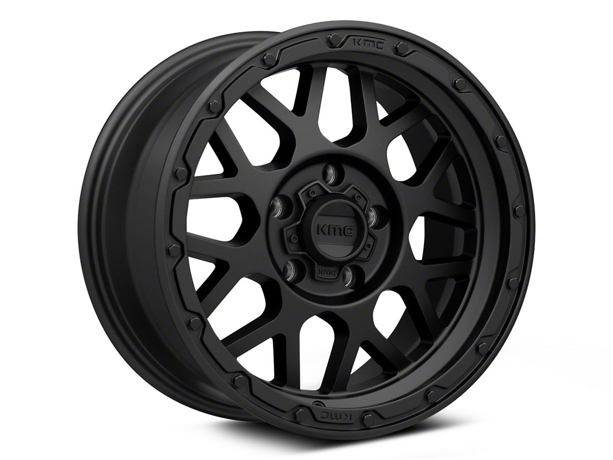 KMC Jeep Gladiator Grenade Off-Road Matte Black Wheel; 17x9; 18mm Offset  KM53579050718 (20-25 Jeep Gladiator JT) - Free Shipping