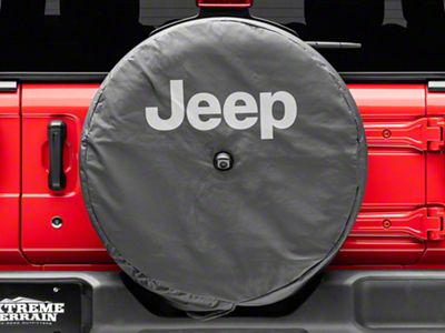 Mopar Jeep Logo Spare Tire Cover; Black; 32-Inch Tire Cover (18-24 Jeep Wrangler JL)