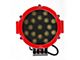 Rugged Heavy Duty Grille Guard with 7-Inch Red Round Flood LED Lights; Black (17-24 Titan)