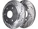 Drilled and Slotted 6-Lug Brake Rotor, Pad, Brake Fluid and Cleaner Kit; Front (05-23 Tacoma)