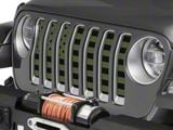 Under The Sun Inserts Grille Insert; Olive Drab Old Glory Black Stars and Stripes (18-23 Jeep Wrangler JL w/o TrailCam; 2024 Jeep Wrangler JL Sport)