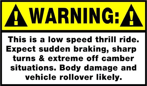 Sec10 Jeep Wrangler Warning Low Speed Thrill Ride Decal Atj30143