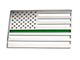 Stainless Steel American Flag Emblem; Brushed with Thin Green Line (Universal; Some Adaptation May Be Required)