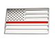 Stainless Steel American Flag Emblem; Polished with Thin Red Line (Universal; Some Adaptation May Be Required)