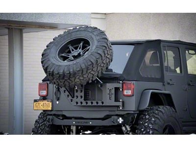 ACE Engineering Stand Alone Slant Back Tire Carrier; Texturized Black (18-24 Jeep Wrangler JL)