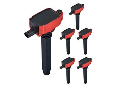 Ignition Coils; Red; Set of Six (12-18 3.6L Jeep Wrangler JK)