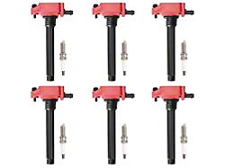 Ignition Coils with Spark Plugs; Red (12-18 3.6L Jeep Wrangler JK)