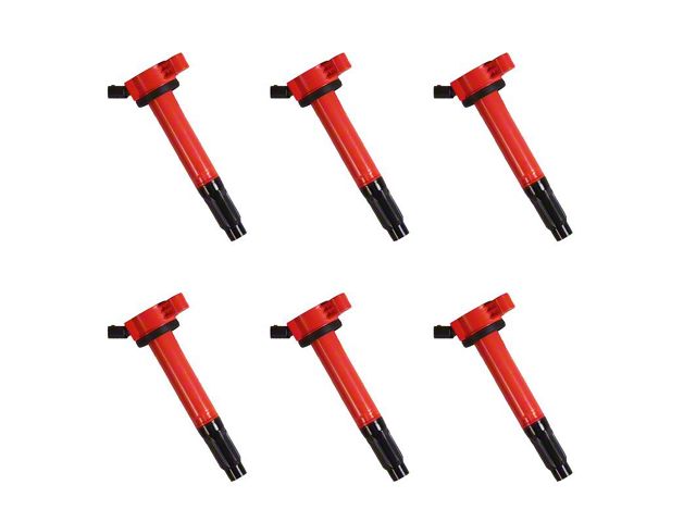 Ignition Coils; Red; Set of Six (07-09 5.7L Tundra; 10-19 Tundra)
