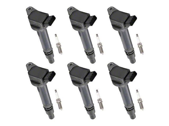 Ignition Coils with Spark Plugs; Black (07-09 5.7L Tundra; 10-20 Tundra)