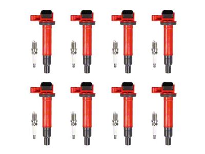 Ignition Coils with Spark Plugs; Red (07-09 4.7L Tundra)