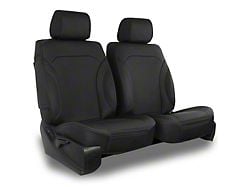 Aegis Cover Leatherette Low Back Bucket Seat Covers with Plain Insert; Black/Black Piping (03-24 4Runner)