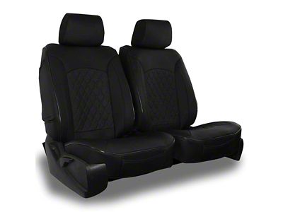 Aegis Cover Leatherette Low Back Bucket Seat Covers with Suede Diamond Insert; Black/Black Piping (03-24 4Runner)