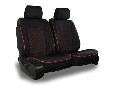 Aegis Cover Leatherette Low Back Bucket Seat Covers with Diamond Insert; Black/Red Piping (21-25 Bronco w/ Front Bucket Seats)