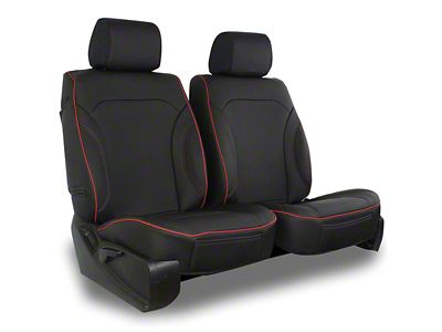 Aegis Cover Leatherette Low Back Bucket Seat Covers with Plain Insert; Black/Red Piping (21-25 Bronco w/ Front Bucket Seats)