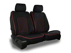 Aegis Cover Leatherette Low Back Bucket Seat Covers with Suede Diamond Insert; Black/Red Piping (21-25 Bronco w/ Front Bucket Seats)