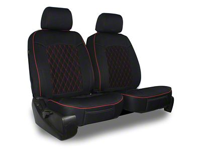 Aegis Cover Neoprene Low Back Bucket Seat Covers with Diamond Insert; Black/Red (21-25 Bronco w/ Front Bucket Seats)