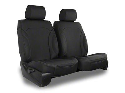 Aegis Cover Leatherette Low Back Bucket Seat Covers with Suede Plain Insert; Black/Black Piping (21-24 Bronco Sport)