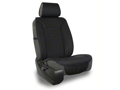 Aegis Cover Leatherette Easy Fit Wrap Low Back Bucket Seat Cover with Diamond Insert; Black/Black Piping (21-24 Bronco Sport)