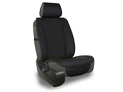 Aegis Cover Leatherette Easy Fit Wrap Low Back Bucket Seat Cover with Diamond Insert; Black/Black Piping (05-25 Frontier w/ Front Bucket Seats)